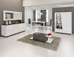Salle à manger italienne comprenant : Salle A Manger Complete Laque Blanc Et Ardoise Design Joshua