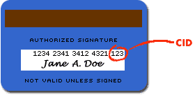 To pay these charges, click the update credit card & pay button and enter your new card details. Card Identification Number Cid