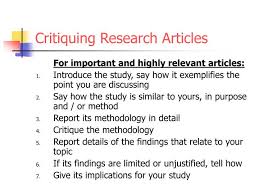 Ppt Critiquing Research Articles Powerpoint Presentation Free Download Id 5379747