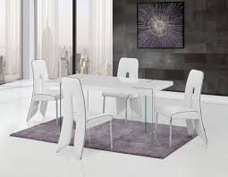 Update Your Dining Room With This Contemporary Five Piece Floating Sleek White Gloss Table With Crea Stylish Dining Room White Dining Room Lacquer Dining Table