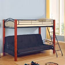 $254.99 (2 new offers) twin over futon bunk bed, habitrio metal structure twin over full size bed frame w/ 2 side ladders, safe guardrail, convertible futon sofa to full size bed, furniture for kids, teens bedroom (red) $429.99. Coaster Jonathan Wood And Metal Twin Over Futon Bunk Bed In Black Walmart Com Walmart Com