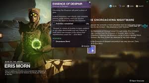 Oct 03, 2019 · today i'm discussing how to get all of the available essence quests for the moon weapons and armor, how to craft them, and the purpose of nightmare hunts. Destiny 2 Shadowkeep Campaign Walkthrough Shacknews