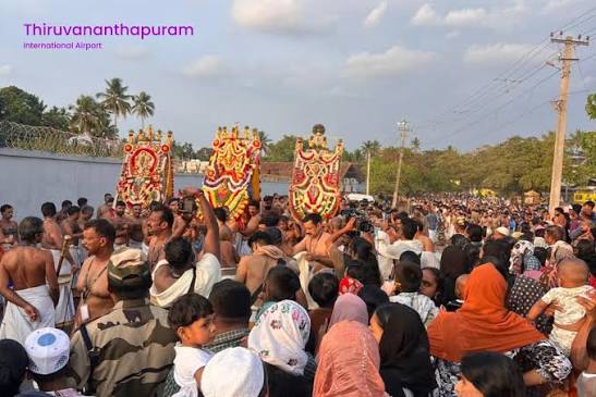 As the Arattu procession of Sree Padmanabhaswamy Temple made its sacred journey across our runway, it carried with it a deep connection to Kerala's heritage and devotion. At #ThiruvananthapuramAirpor