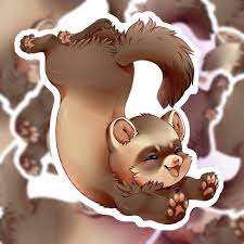 Cute Ferret Animal Chibi Baby Matt Satin Vinyl 3 Cartoon Sticker - Etsy