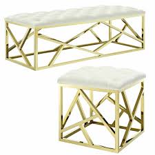 Buy the flat tufted bench, ivory online from houzz today, or shop for other bedroom benches for sale. Modway Tufted Bench Ottoman With Gold Stainless Steel Geometric Frame Gold Ivory
