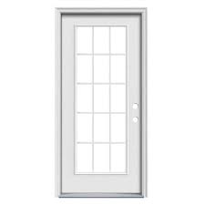 Because both doors open, you can take advantage of the full opening and bring all the pleasures of the outdoors into your home. Therma Tru Benchmark Doors 32 In X 80 In Steel Full Lite Left Hand Inswing Ready To Paint Unfinished Prehung Single Front Door With Brickmould In The Front Doors Department At Lowes Com