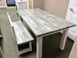 Learn how to whitewash stain your projects and furniture. White Wash Farmhouse Table With Bench With Back Rustic Wooden Etsy