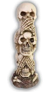 But see no evil is part of the proverb, see no evil, hear no evil, speak no evil, and is meant to carry a more significant message. Skulls See No Evil Hear No Evil Speak No Evil Stacked Tower Gothic Figurine Ebay