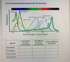 Solved Given The Following Absorption Spectrum Fill In Th