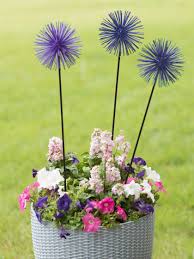 This garden sculpture is provided by using quality material, advance tools and machinery. Everbloomin Alliums Metal Flower Stakes Set Of 3 Gardeners Com