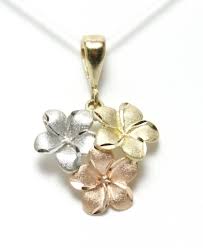 Plumeria 14k Gold Tri Color Bunch Honolulu Gold Silver Hawaiian Jewelry Store Hawaiian Jewelry Jewelry Island Jewelry