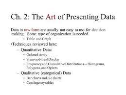 Ch 2 The Art Of Presenting Data Data In Raw Form Are Usually Not Easy To Use For Decision Making Some Type Of O Descriptive Types Of Organisation Bar Graphs
