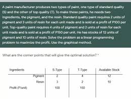The aim of pce is to provide all information about paints and coatings industry for you. Solved A Paint Manufacturer Produces Two Types Of Paint Chegg Com