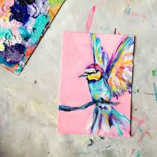 Acrylic Bird Paintings On Canvas Original Bird Painting Rachel Christopoulos Colorful Paper Painting Acrylic Bird Painting Acrylic Birds Painting Art Painting Acrylic