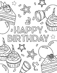 Printable coloring sheets of cakes and characters make an awesome free birthday activity! Printable Happy Birthday Coloring Page