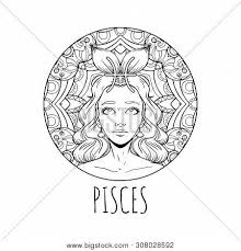 Coloring page is perfect to use for stress relief gift, or coloring therapy. Pisces Zodiac Sign Vector Photo Free Trial Bigstock