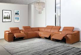 Most power reclining sofas have reclining seats on each end. Gu Di9762cm 8pc 8 Pc Orren Ellis Florence Camel Italian Leather Power Reclining Sectional Sofa Adjustable