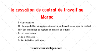 Pourquoi choisir ce modèle de document ? La Cessation De Contrat De Travail Au Maroc Cours Fsjes