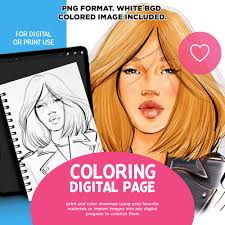 PORTRAIT COLORING PAGE adult Coloring Page Printable, Fashion Coloring  Book, Digital Coloring Book, Digital Coloring Fashion, Procreate Png