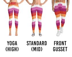 Lesbian Pride Leggings - Sunset Flag - High Waist Yoga - Mid Waist Standard  - Front Gusset - Custom Gay Pride Stripes - Plus Size - Etsy