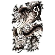 Custom tattoo design by maya shipelski. Beautiful Japanese Snake With Black Roses Tattoo Design Tattooimages Biz