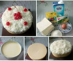 Bahan resepi topping cheese kek red velvet kukus : Facebook