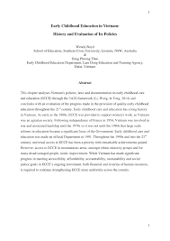 Pdf Early Childhood Education In Vietnam History And Evaluation Of Its Policies