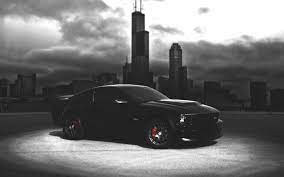 Wallpaper Ford Mustang Black Car Dark Night City 2560x1600 Hd Picture Image