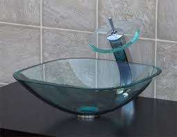 clear square glass vessel sink chrome