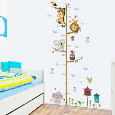 Us 0 62 35 Off Monkey Owl Elephant Wall Stickers Kids Nursery Room Home Decorations Growth Chart Height Measure Jungle Animals Pvc Mural Decals In
