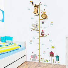 us 0 62 35 off monkey owl elephant wall stickers kids nursery room home decorations growth chart height measure jungle animals pvc mural decals in