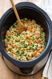 242 calories, 10 g fat (0 g saturated), 45 g carbs, 12 g sugar, 229 mg sodium, 8 g fiber, 8 g protein. This Slow Cooker Chicken Rice Is The Easy Meal You Crave Easy Rice Recipes Crockpot Recipes Easy Crock Pot Chicken And Rice Recipe