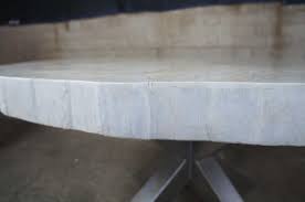 Petrified wood tabletops cut from lengths of fossilized trees, white century marble or grey marble tabletops from remote regions of the philippines are selected by hand and carefully mosaicked to form stunning surfaces. Arhaus Petra Century Marble Round Pedestal Dining Center Table Modern 60 The Designers Consignment