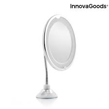 Козметично огледало InnovaGoods Mizoom, Гъвкаво рамо, Вендуза, 360º, LED  увеличително, Бял - eMAG.bg