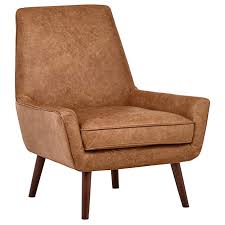 Amazon Com Rivet Jamie Mid Century Modern Leather Low Arm Accent Club Chair 31 W Cognac Kitchen Leather Accent Chair Accent Chairs Mid Century Modern Sofa