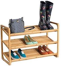 amazon com honey can do sho 01599 bamboo 3 tier shoe shelf home kitchen bamboo shoe rack wooden shoe racks shoe shelf