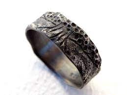 Tree Of Life Ring Black Silver Rustic Viking Ring Celtic Etsy Black Wedding Rings Celtic Wedding Bands Cool Wedding Rings