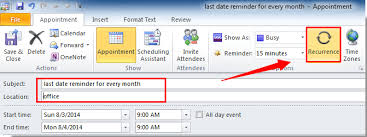 How To Set Recurrence Reminder For Last Day Of Every Month In Outlook