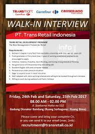 Standard chartered bank dan pt astra international tbk mengambil alih permata saat ini bank permata yang berlokasi di jember sedang membuka lowongan kerja bagi lulusan d3 untuk mengisi posisi frontliners (cs dan teller). Lowongan Kerja Pt Trans Retail Indonesia Bandung Oktober 2017 Lowongan Kerja Terbaru Tahun 2020 Informasi Rekrutmen Cpns Pppk 2020