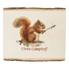Cute Watercolor Squirrel Love Camping Quote Wood Panel Zazzle Com Squirrel Art Squirrel Painting Animal Art