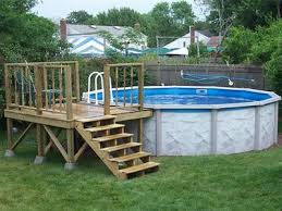 Small Above Ground Pool Deck With Images Pool Deck Plans Wood Pool Deck Above Ground Pool Landscaping