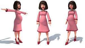 Pregnant Girl Rigged Cartoon 3d Model Pregnant Women Model Women