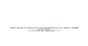 Dec 07, 2019 · this page contains a list of cheats, codes, easter eggs, tips, and other secrets for wwe smackdown vs. All Cheat Codes For Smackdown Vs Raw 2008 For Wii All Cheat Codes For Smackdown Vs Raw 2008 For