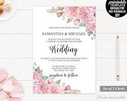 Pink Roses Wedding Invitation Set Printable Floral Wedding Invitation We Flower Wedding Invitation Wedding Invitation Templates Mason Jar Wedding Invitations