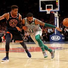 Kyrie irving sits with teammates jaylen brown and marcus smart during the first quarter against the oklahoma city thunder. Kyrie Irving Injury Boston Celtics Star To Miss Nba Playoffs After Knee Surgery Sbnation Com
