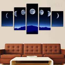 Blue Sky Moon 5 Piece Canvas Prints Prntable Painting Canvas Empireprints Teepeat Wall Canvas Painting Multi Canvas Painting Canvas Painting Diy