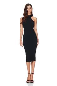 Nookie Basic Instinct Halter Midi Dress Black Black Midi Dress Dresses Midi Dress Bodycon