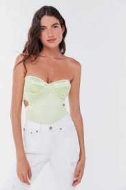 Urban Outfitters Out From Under Cut It Out Satin Bustier Bodysuit Pin On Mexico Trip