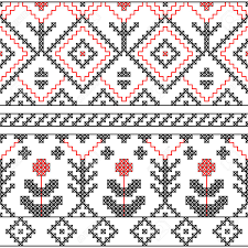 You can get the patterns here: Black White And Red Ethnic Geometric And Floral Cross Stitch Royalty Free Cliparts Vectors And Stock Illustration Image 30536215