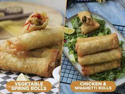 Drain and transfer to a mixing bowl. Spring Rolls 2 Ways Vegetable Chicken Spaghetti Food Fusion